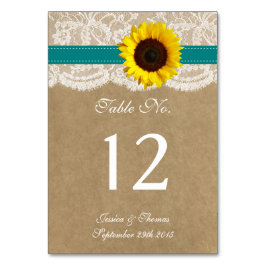 Numeração De Mesa Coleção Kraft, Lace & Sunflower - Teal