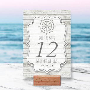 Numeração De Mesa Coleção Náutica de Casamento de Madeira de Praia d