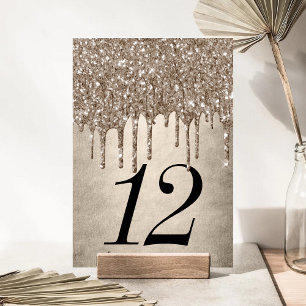 Numeração De Mesa Coletor de Taupe   Chá Dourado de champanhe