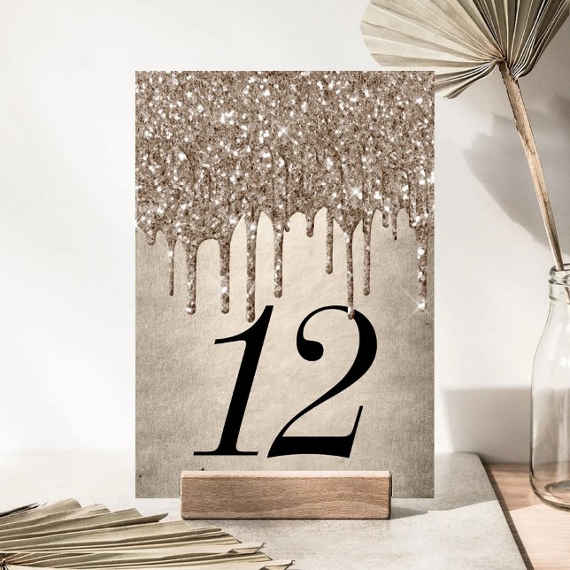 Numeração De Mesa Coletor de Taupe | Chá Dourado de champanhe (Criador carregado)