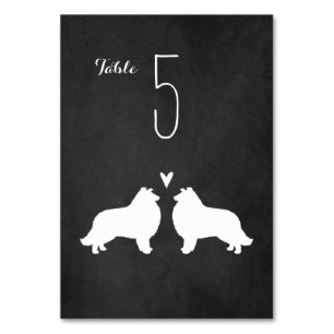 Numeração De Mesa Collie Silhouettes Número da Tabela de Recepção de