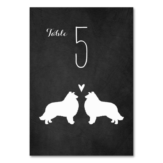 Numeração De Mesa Collie Silhouettes Número da Tabela de Recepção de (Frente)