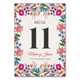 Numeração De Mesa Colorful Floral Botanical Modern Spanish Wedding