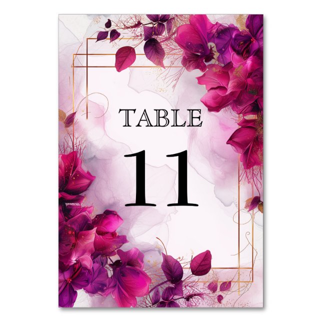 Numeração De Mesa 💍 Com Encantamento Fuchsia: Aquarela (Frente)