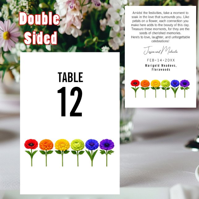 Numeração De Mesa Com texto atrás Casamento Floresça Juntos (With text at back wedding Flourish Together Table Number)