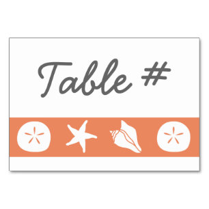 Numeração De Mesa Conchas de Verão em placa de Mesa de coral