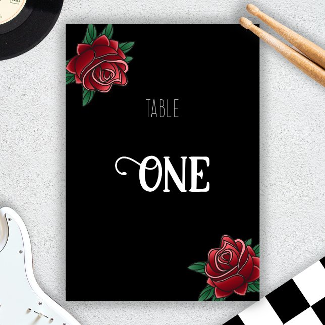 Numeração De Mesa Concurso Escolar para a Velha Tatuagem Branca e Ne (Black and White Tattoo Old School Invitation Table Number)