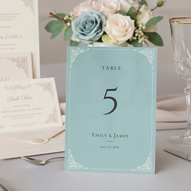 Numeração De Mesa Conjunto de Casamento French Heron Dusty Blue Velv (Criador carregado)