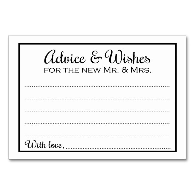 Numeração De Mesa Conselhos de fronteira e desejos de novo Sr. Cartõ (Frente)