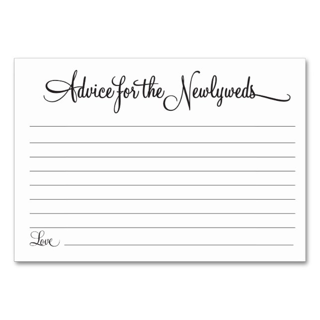 Numeração De Mesa Conselhos para os Newlyweds (Frente)