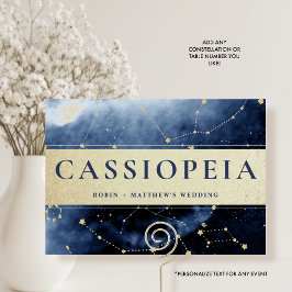 Numeração De Mesa Constelação Cassiopeia (ou Outra) Azul Ouro