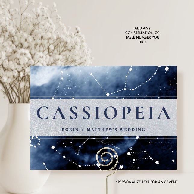 Numeração De Mesa Constelação Cassiopeia (ou Outra) Azul, Prata (Criador carregado)