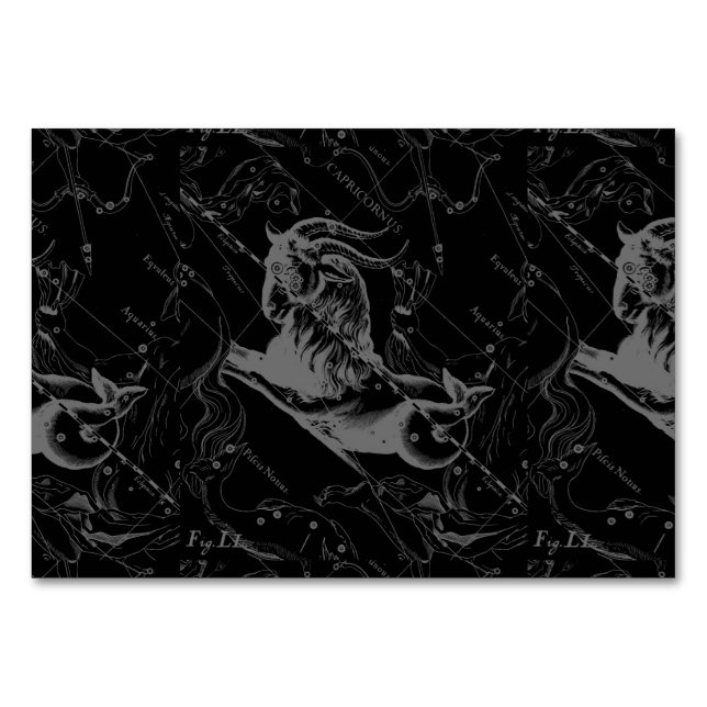 Numeração De Mesa Constelação de Capricórnio Hevelius 1690 a Preto (Frente)