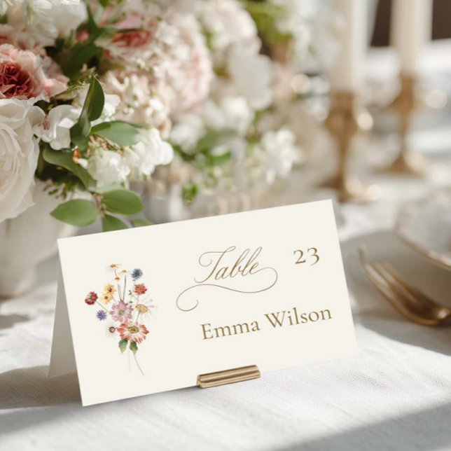 Numeração De Mesa Convite de Acompanhamento Dobrável Casamento Flor  (Elegant Fall Floral Wedding Place card)
