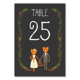 Numeração De Mesa Convite de Casamento de Gatos da Floresta Boho Rús