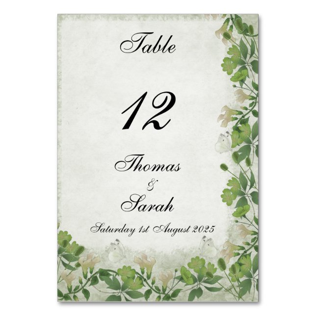 Numeração De Mesa Convite de Casamento Vicorian Meadow (Frente)