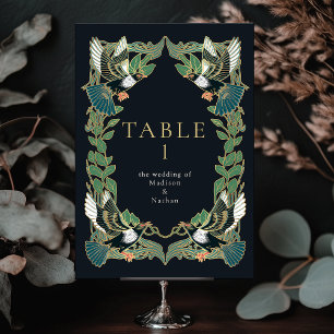 Numeração De Mesa Convite para Casamento Elegante Magpie Art Nouveau