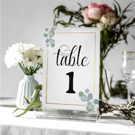 Numeração De Mesa Convite para Casamento Eucalyptus Pintado com Mão