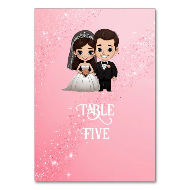 Numeração De Mesa Convites de Casamento Rosa com Sparkles Diamond (Frente)