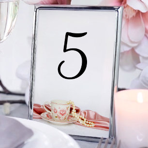 Numeração De Mesa Copo de chá floral cor-de-rosa com as pérolas qu