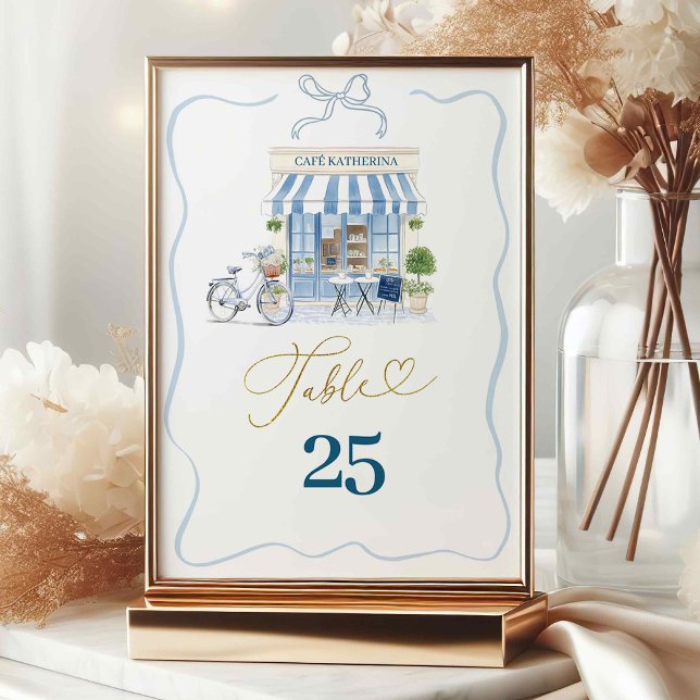 Numeração De Mesa Coquette Parisiense Café - Número da Tabela Azul (Criador carregado)