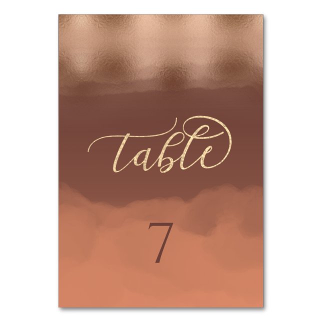 Numeração De Mesa cor aquosa cantaloupe de folha de ouro rosa (Frente)