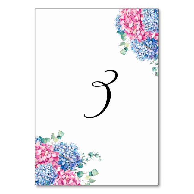 Numeração De Mesa Cor da Água, Rosa e Azul, Mesa 3 (Frente)