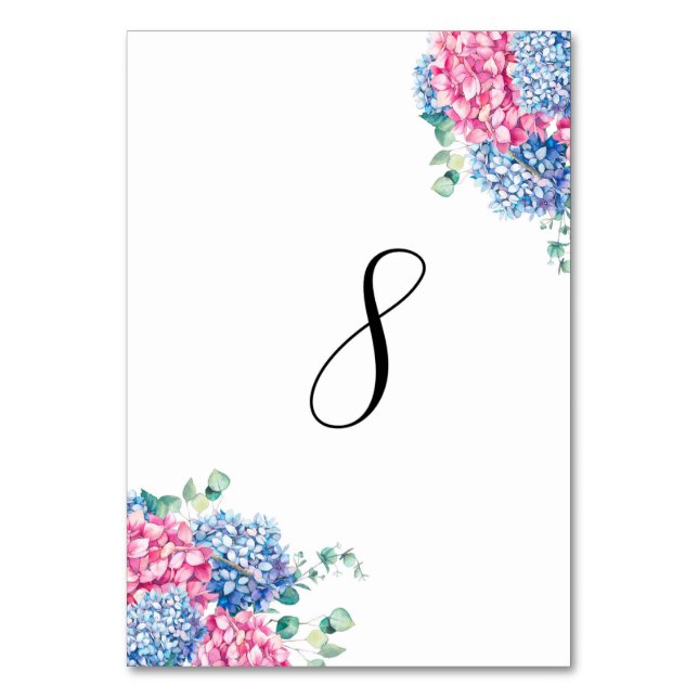 Numeração De Mesa Cor da Água, Rosa e Azul, Mesa 8 (Frente)