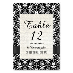 Numeração De Mesa Cor damasco de colheita em preto e branco