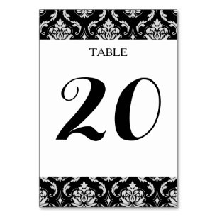 Numeração De Mesa Cor damasco floral preto e branco clássica