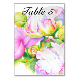 Numeração De Mesa Cor de água floral de pénia branca-rosa-Elegante