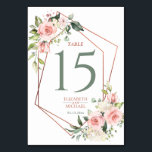 Numeração De Mesa Cor - de-cobre, geométrica, cor-de-rosa,<br><div class="desc">Moderno e moderno,  este lindo design de números de tabela apresenta um falso rosa de cobre,  geométrico de ouro embelezado com rosas e flores cor-de-água cor-de-rosa. Convidados Elegantes de Direitos Autorais. Todos os direitos reservados.</div>