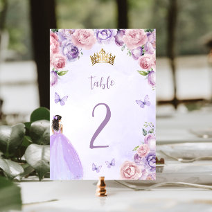 Numeração De Mesa Cor Floral da Água com Blush Puro Quinceañera