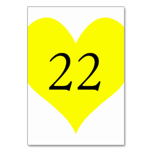 Numeração De Mesa Coração amarelo bonito numerado