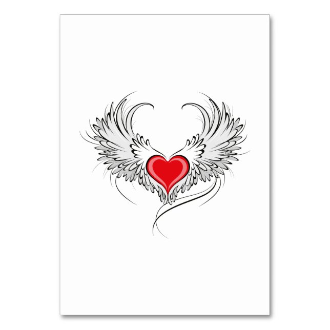 Numeração De Mesa Coração Anjo Vermelho com asas (Frente)