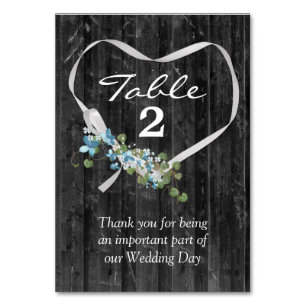 Numeração De Mesa Coração De Fita Branca Na Madeira Do Barão