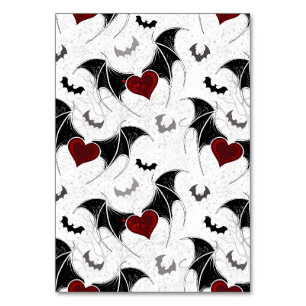 Numeração De Mesa Coração de Halloween com asas de morcego pretas