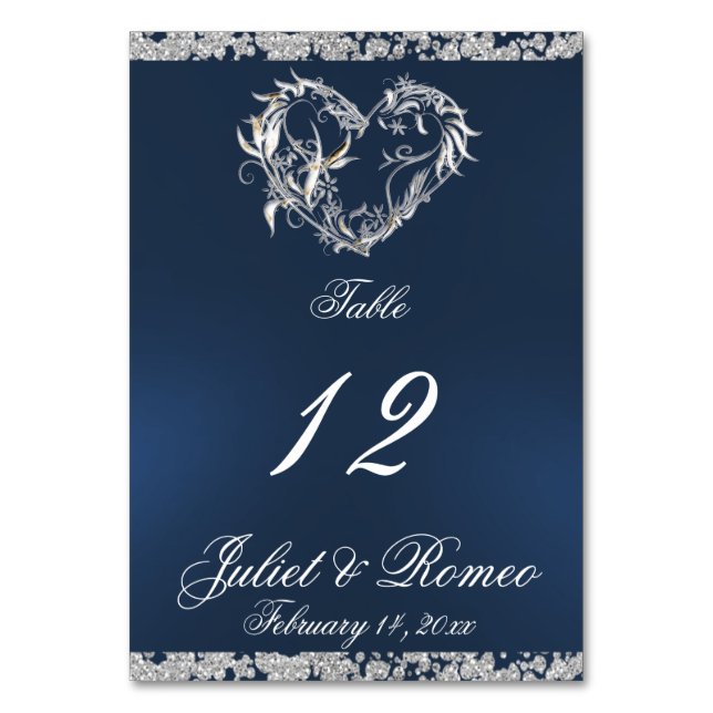 Numeração De Mesa Coração e Brilho - Número de Tabela Azul (Frente)