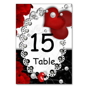 Numeração De Mesa Corações dias de os namorados e miçangas cor-de-ro