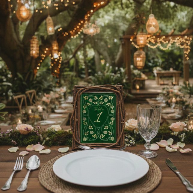 Numeração De Mesa Corações Florais Dourados Medievais e Casamento co (Criador carregado)