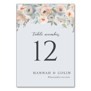 Numeração De Mesa Coral Azul Pêssego Pastel do Jardim de Algodão