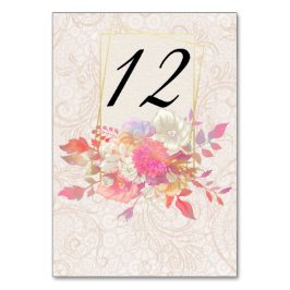 Numeração De Mesa Coral e Ivory Floral Wedding
