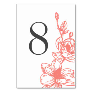 Numeração De Mesa Coral Magnolia Flowers Número da Mesa