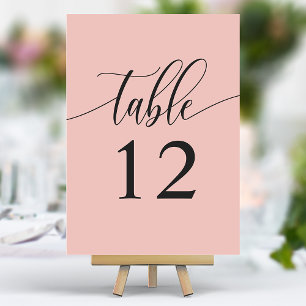 Numeração De Mesa Coral Rosa Suave Caligrafia Minimalista Casamento