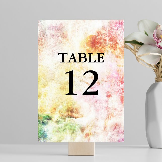 Numeração De Mesa Cores da Primavera Número de Mesa de Casamento Abs (Spring Colors Abstract Wedding Table Number)