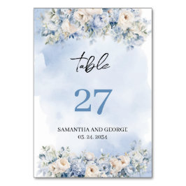 Numeração De Mesa Cores-d'água, azuis, hidrangea, rosas brancas