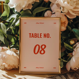 Numeração De Mesa Cores Retro Minimalistas Casamento