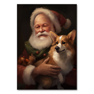 Numeração De Mesa Corgi com Papai Noel Natal Festivo