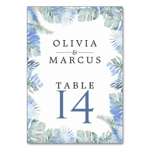 Numeração De Mesa Cornflower Blue Watercolor Botânico