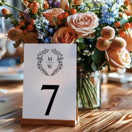 Numeração De Mesa Coroa de Flores Botânicas Simples e Elegantes com